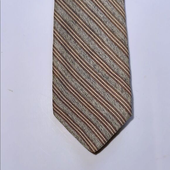 Vintage 50s/ 60s Haband’s TyTweed tan & brown diagonal stripe tie - Picture 1 of 4